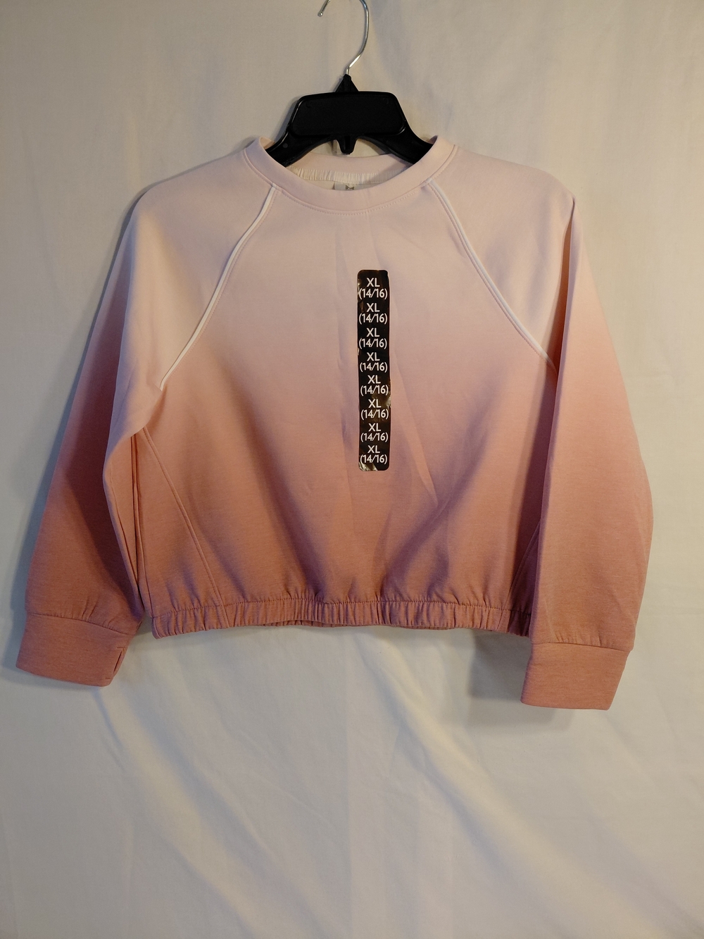 Girls Ombre Cropped Crewneck Sweatshirt - Pink